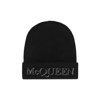 Alexander McQueen Logo Embroidered Turn Up Brim Beanie