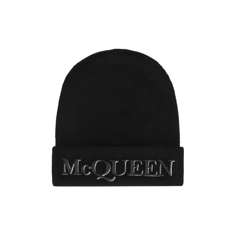 Alexander McQueen Logo embroidered Cashmere Beanie-0