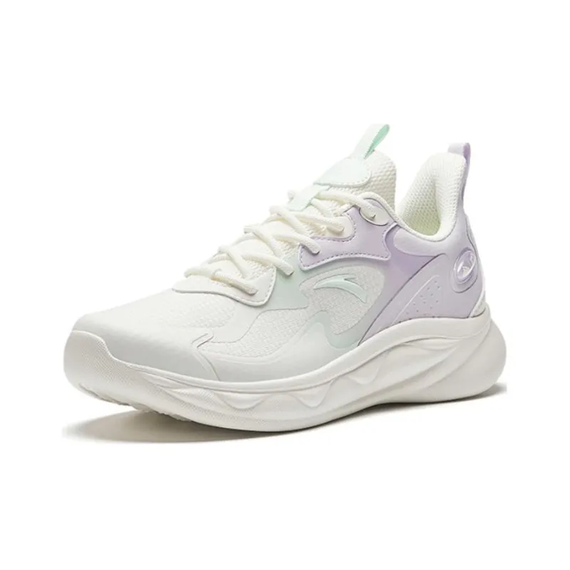 Anta Mianbomb 2 Cushioned Slip Resistant Abrasion Resistant Low Top Sprint Running Shoes Women's White Purple-1