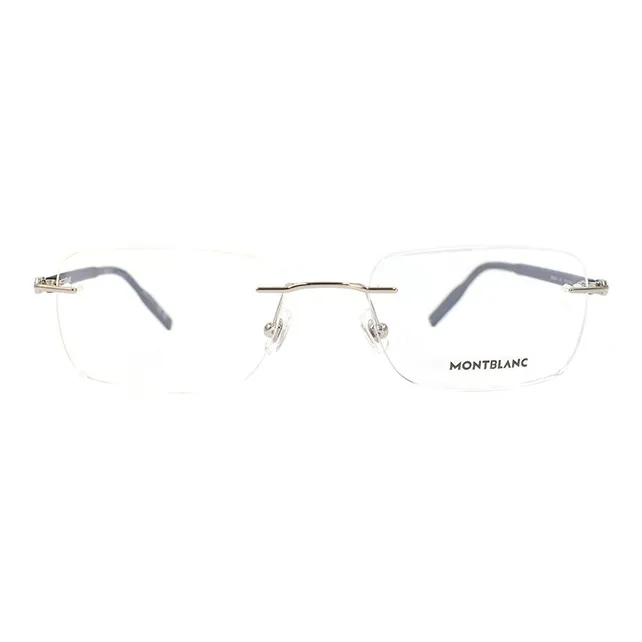 MONTBLANC Alloy Rectangular Optical Glasses Men's Silver/Gray Legs-1