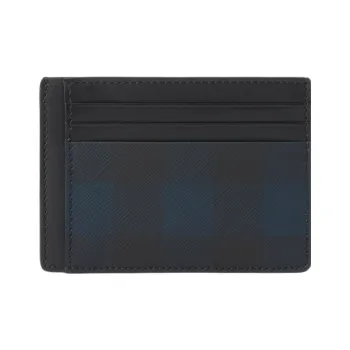 Burberry Calfskin Embellishment Card Holder Regular Men's Marine Blue