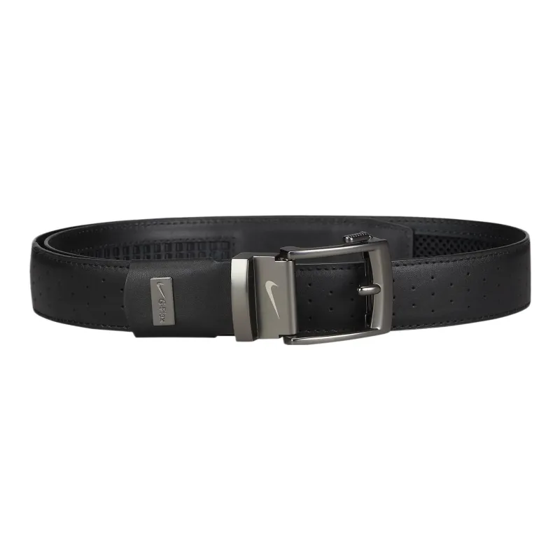 Nike Logo Pin Buckle Leather Belts Unisex Black Width: 3.5cm-0