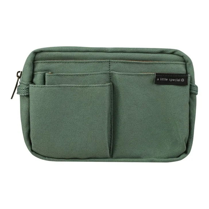 KOKUYO Polyester Canvas Canvas Bag Makeup Bag Storage Bag Medium Size Unisex Beige/Dark Brown/Light Brown/Red Green-9