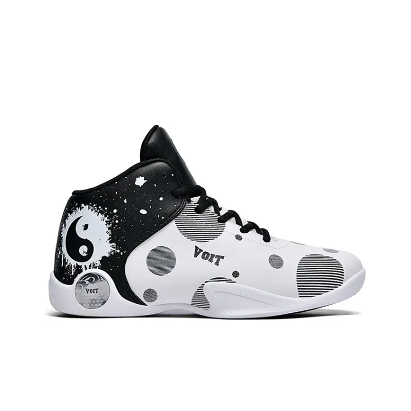 VOIT Basketball Shoes Men High Top White/Black-1