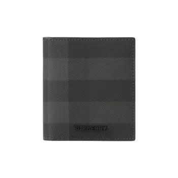 Burberry Synthetic Leather Cotton Card Holder Men's Charcoal Gray