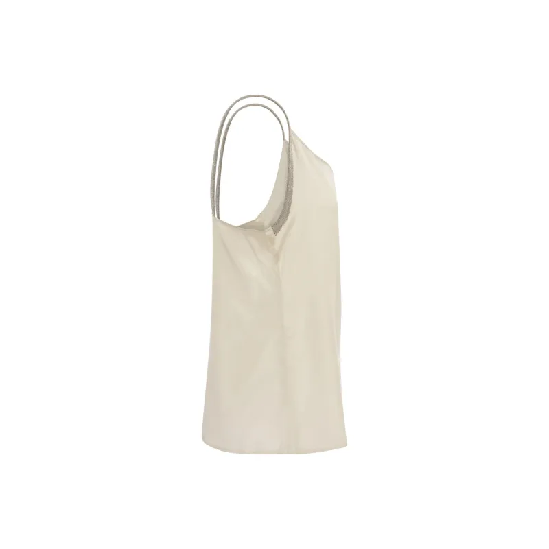 Fabiana Filippi Metallic Trim V Neck Satin Camisole-2