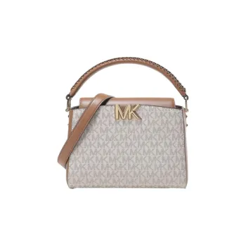MICHAEL KORS Karlie Canvas With Leather One Shoulder Handbags Small Size Women's Gray