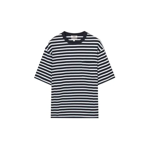 COS T-Shirts Men Navy Blue With White Stripes