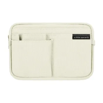 KOKUYO Polyester Canvas Canvas Bag Makeup Bag Storage Bag Medium Size Unisex Beige/Dark Brown/Light Brown/Red Green