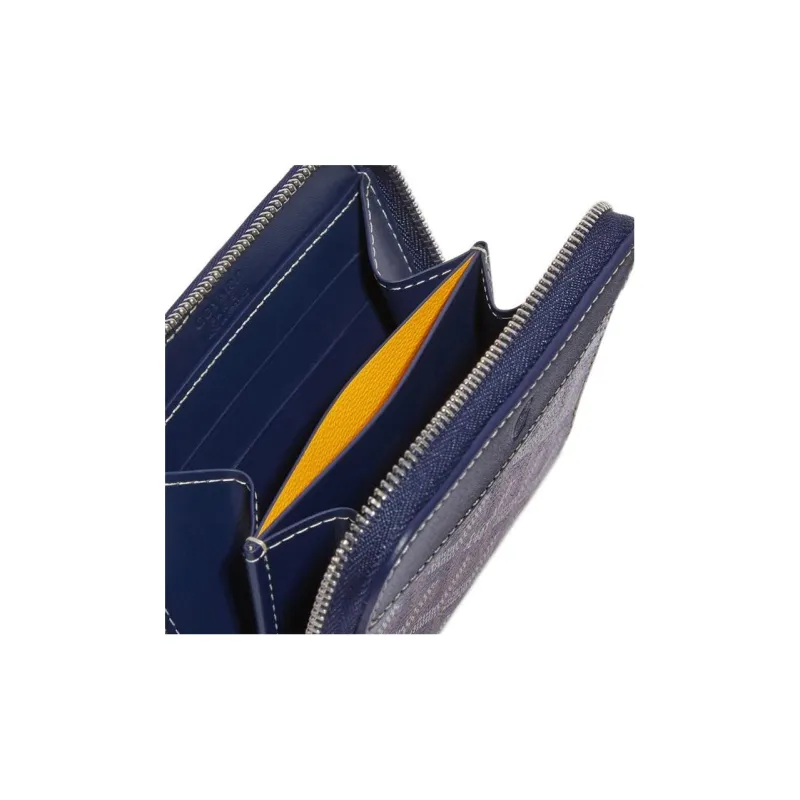 GOYARD MATIGNON Canvas With Leather Wallet Small Size Unisex Marine Blue-4