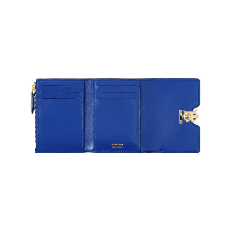 Burberry Crocodile Pattern Embossed Calfskin Wallet Women's Knight Blue-3
