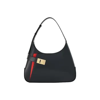 FERRAGAMO Brushed Calfskin Hobo Bag Handbag Shoulder Bag Large Size Women's Black