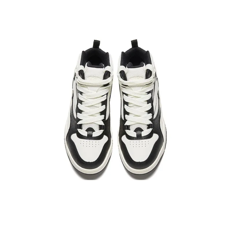 Anta Wave Shoes Non slip Lightweight Mid Top Skateboard Shoes Women's Black White-2