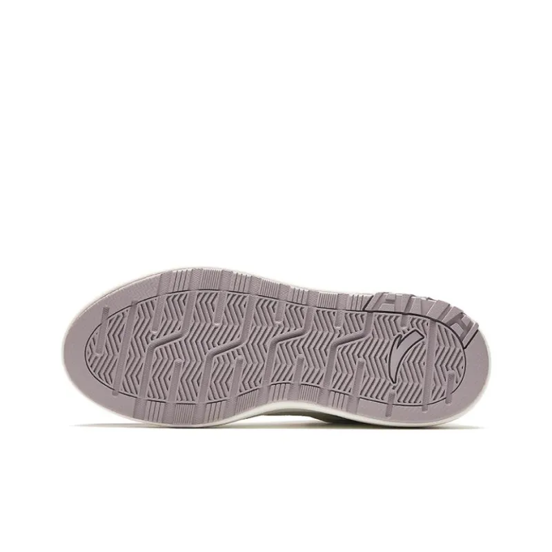 Anta Anti Slip Wear Resistant High Top Skateboard Shoes Women's Beige Purple-4