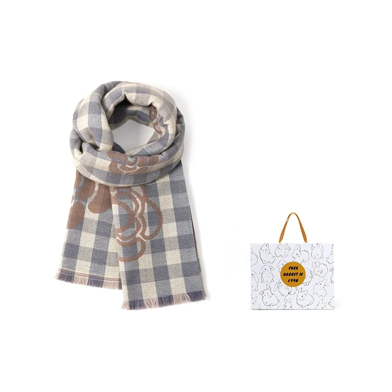 FREE RABBITⅡ Faux Cashmere Knit Scarves Unisex-4