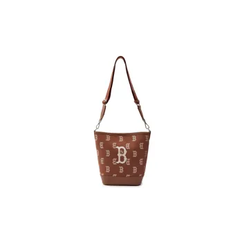MLB Polyester Blended Cotton Bucket Bags Shoulder Bag Crossbody Bag Large Size Women's Brown