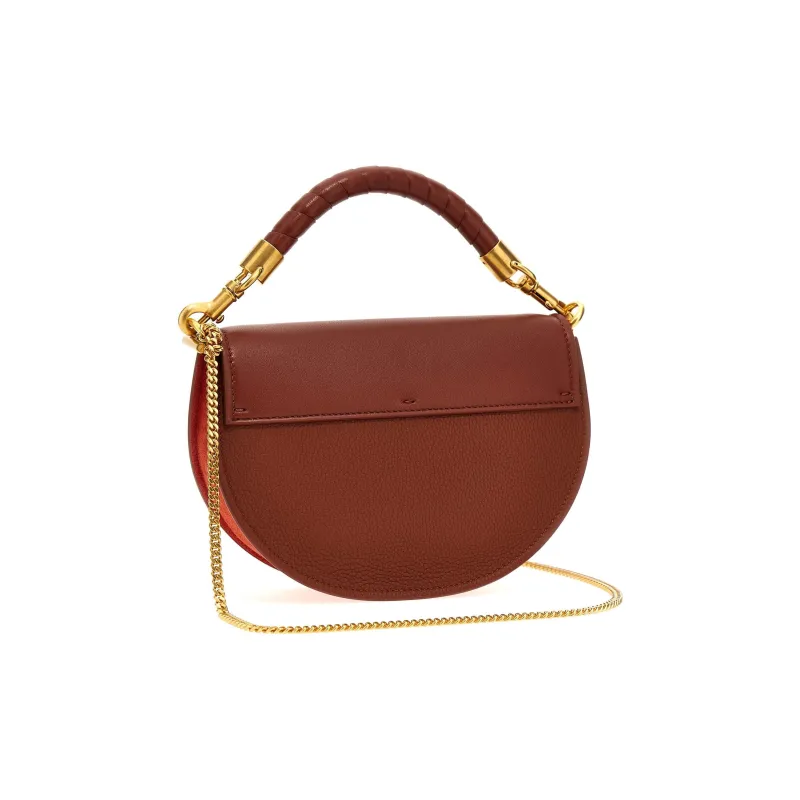 Chloe Marcie Nappa Lambskin Grain Calfskin Shoulder Bag, Crossbody Bag, Handbag Regular Women's Brown-1