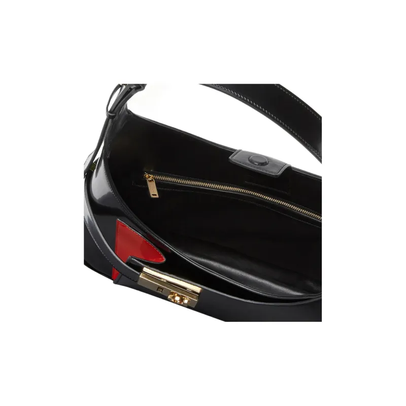 FERRAGAMO Brushed Calfskin Hobo Bag Handbag Shoulder Bag Large Size Women's Black-3