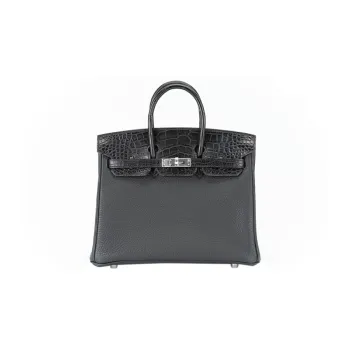 HERMES Birkin Togo Calfskin Matte Alligator Leather Birkin Bag Handbags Women's Black