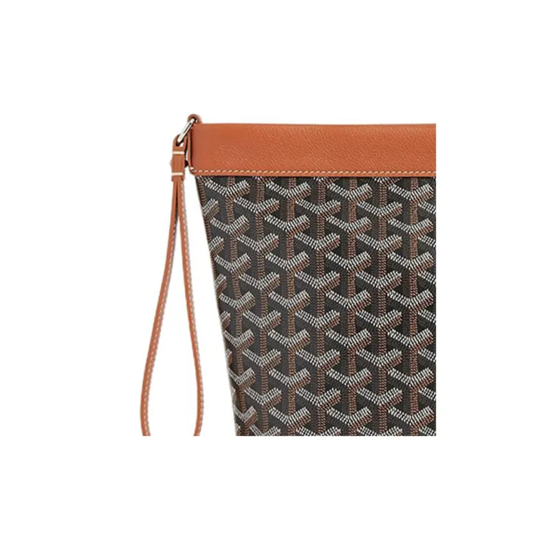 GOYARD Canvas With Calfskin Dog's Teeth Toiletry Bags Storage Bags Clutches Regular Unisex Brown-4