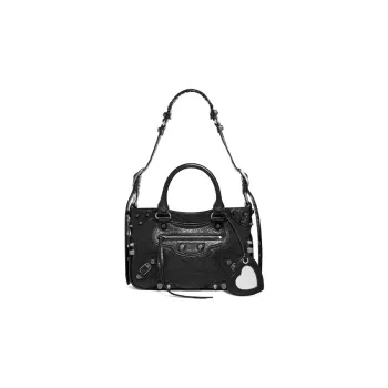 Balenciaga Neo Cagole Lambskin Shoulder Bag, Crossbody Bag, Handbag Medium Size Women's Black