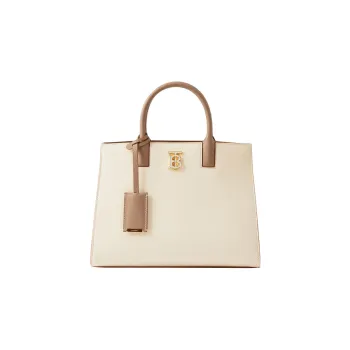 Burberry Frances Calfskin Tote Bag, Shopping Bag, Handbag Mini Women's Camel/Archive Beige/Warm Umber