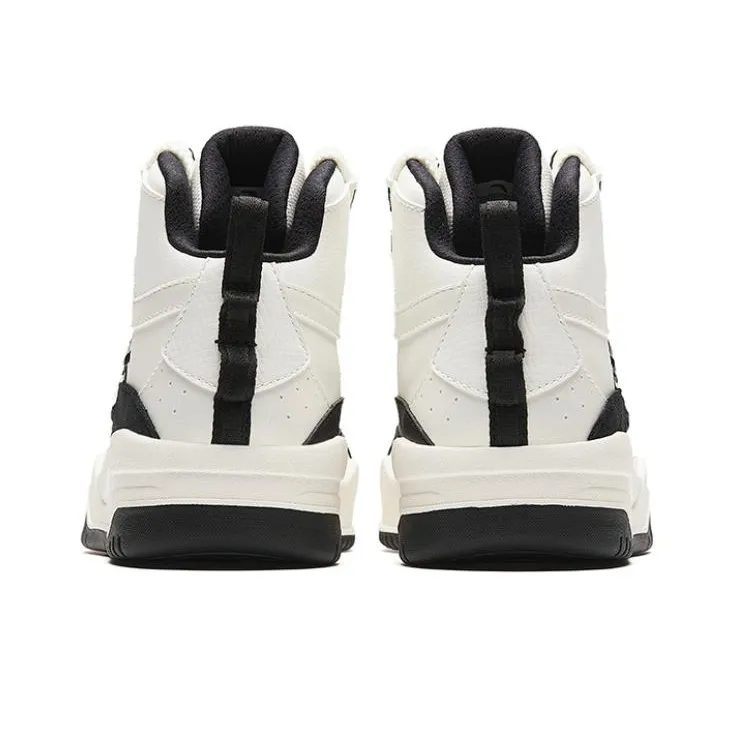 Anta Wave Shoes Non slip Lightweight Mid Top Skateboard Shoes Women's Black White-3