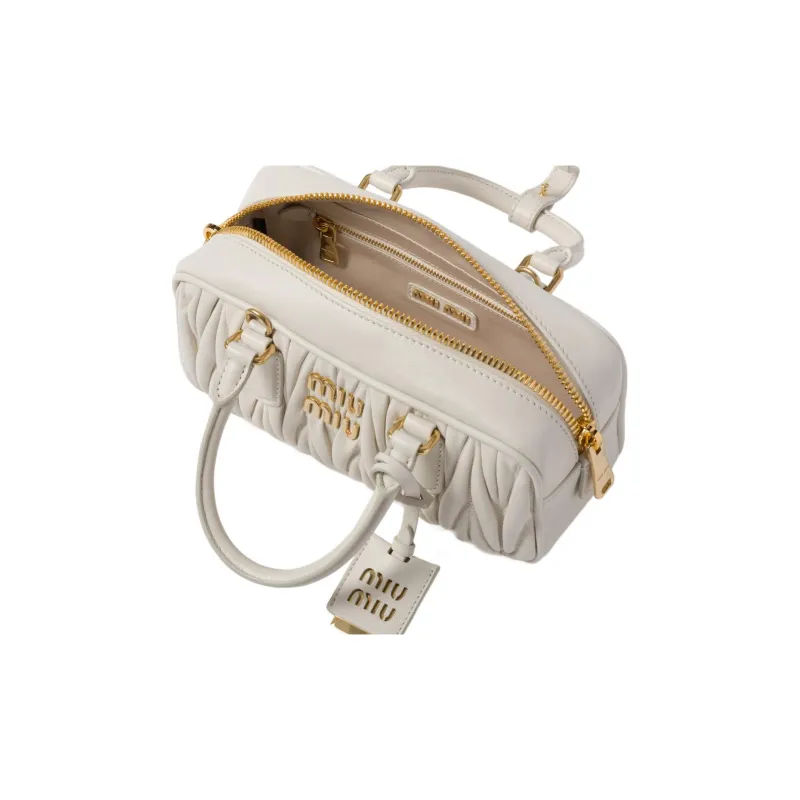 MIU MIU Arcadie Series Soft Sheep Leather Shoulder Bag, Crossbody Bag, Handbag Women's White-4