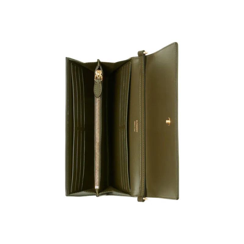 Burberry Polyurethane Wallet Women's Olive Green-3