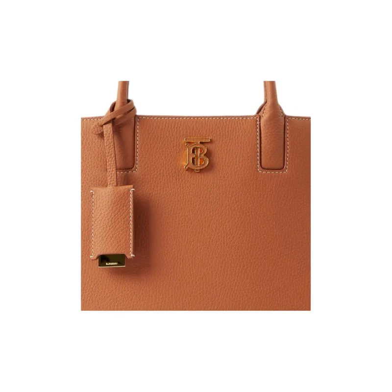 Burberry Frances Calfskin Tote Bag Shopping Bag Handbag Small Size Women's Warm Reddish Brown-5