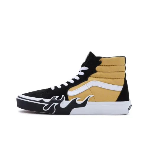 Vans SK8 Anti Slip Wear Resistant High Top Skateboard Shoes Unisex Black Yellow