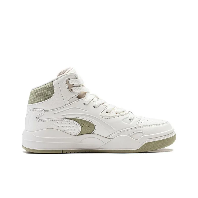 LiNing Mobara Slip Resistant, Abrasion Resistant, Breathable High Top Skateboard Shoes Women's White Green-1