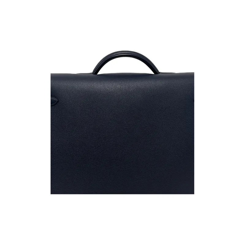 HERMES Kelly Depeches Evercolor Calfskin Business Bag Handbag Regular Men's 2Z Bleu Nuit Midnight Blue-3