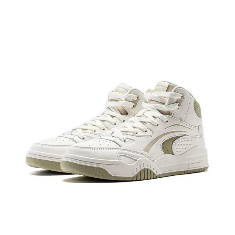 LiNing Mobara Slip Resistant, Abrasion Resistant, Breathable High Top Skateboard Shoes Women's White Green-2