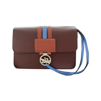 LONGCHAMP BOX TROT Cow Leather Envelope Bag Shoulder Bag Crossbody Bag Medium Size Women's Burgundy