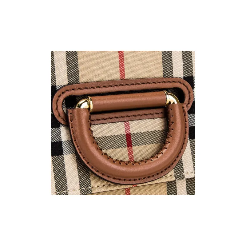 Burberry Canvas With Leather Shoulder Bag Crossbody Bag Women's Coffee-5