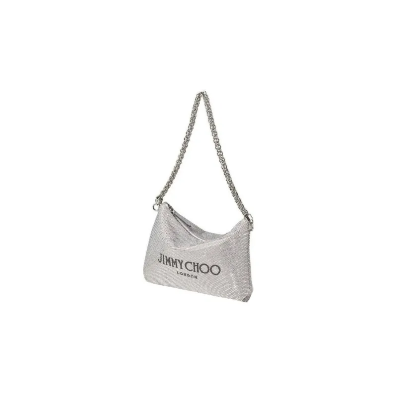 Jimmy Choo Suede Glass Handbag Shoulder Bag Women's Silver-1