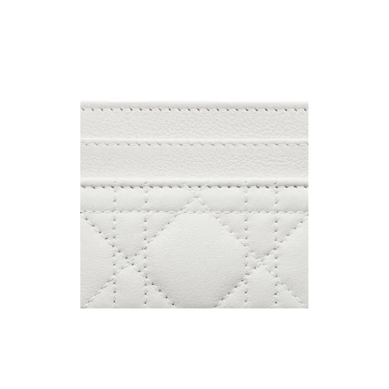 DIOR Caro Soft Cow Leather Card Holder Card Holder Women's White-4