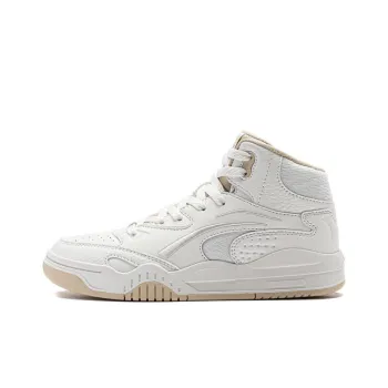 LiNing Almond Anti Slip And Wear Resistant Breathable High Top Skateboard Shoes Women's White