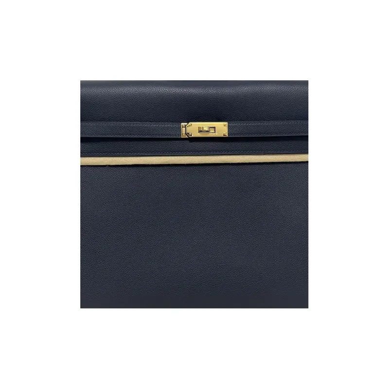 HERMES Kelly Depeches Evercolor Calfskin Business Bag Handbag Regular Men's 2Z Bleu Nuit Midnight Blue-4