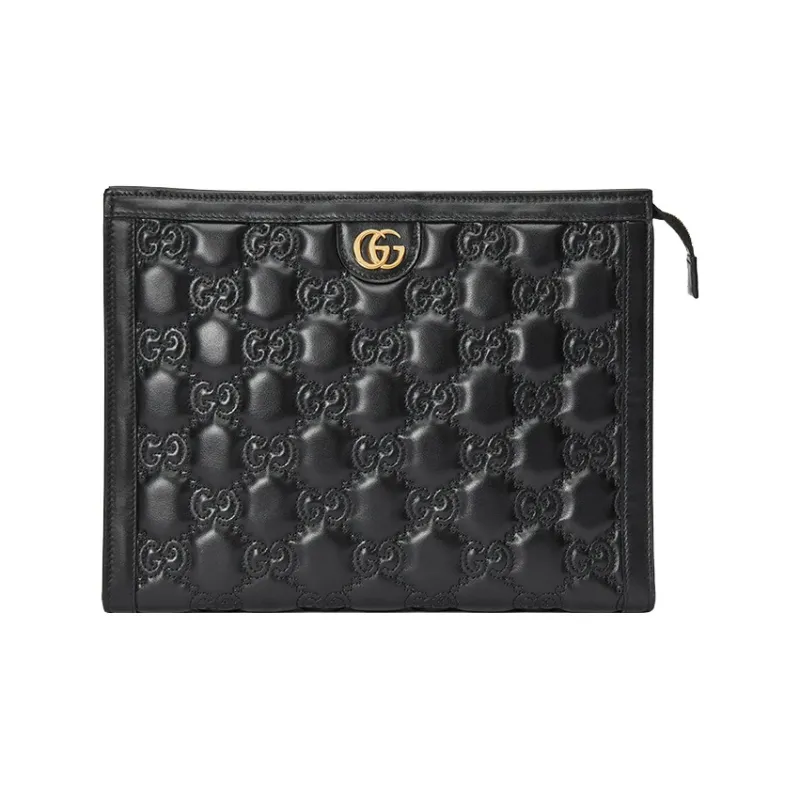 GUCCI GG Matelassé Leather Toiletry Bags Clutches Clutch Small Size Unisex Black-0