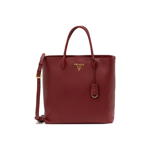PRADA Cow Leather Tote Bag Shopping Bag Shoulder Bag Crossbody Bag Handbag Women's Red