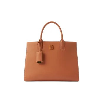 Burberry Frances Calfskin Tote Bag Shopping Bag Handbag Small Size Women's Warm Reddish Brown