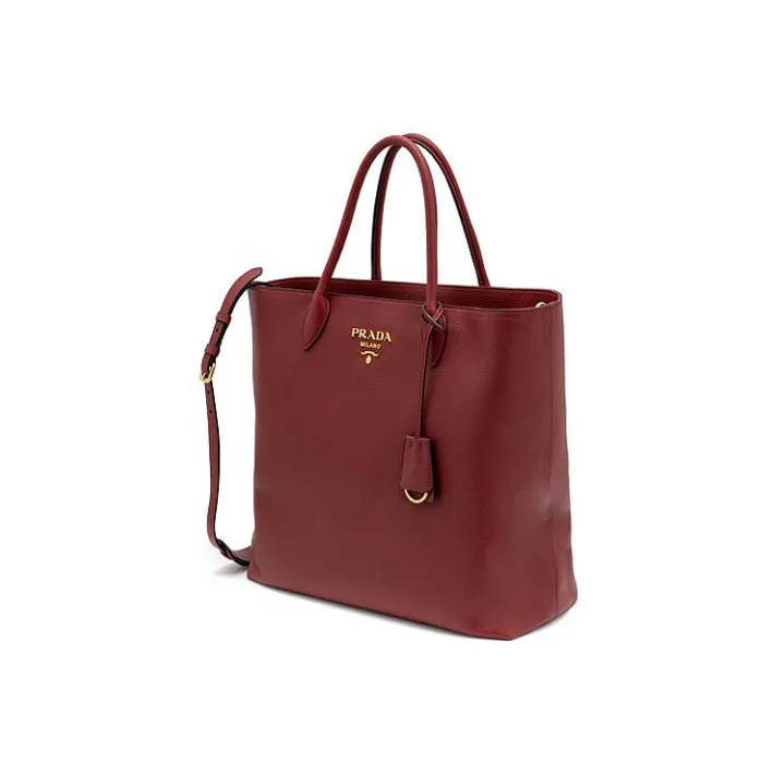 PRADA Cow Leather Tote Bag Shopping Bag Shoulder Bag Crossbody Bag Handbag Women's Red-1