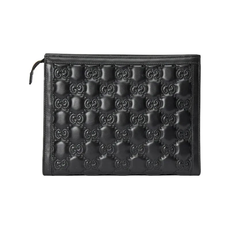 GUCCI GG Matelassé Leather Toiletry Bags Clutches Clutch Small Size Unisex Black-1