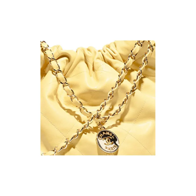 CHANEL 23C Early Spring Calfskin Tote Bag, Shopping Bag, Shoulder Bag, Handbag Medium Size Women's Yellow-3
