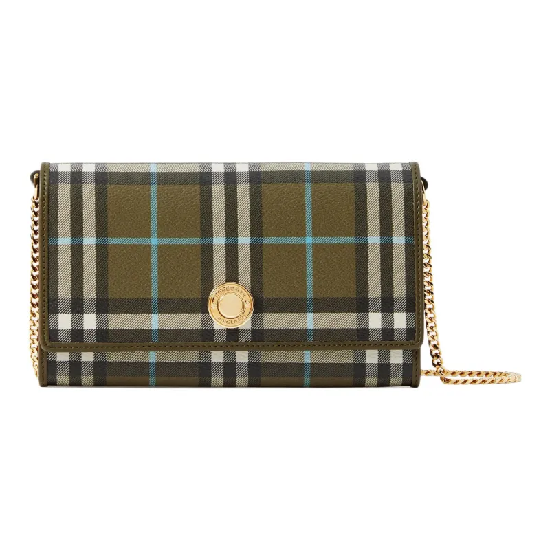 Burberry Polyurethane Wallet Women's Olive Green-0