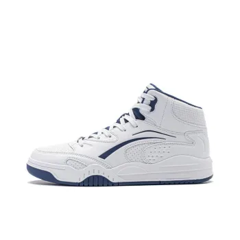 LiNing Mobara Anti Slip And Wear Resistant Breathable High Top Skateboard Shoes Men's White Blue