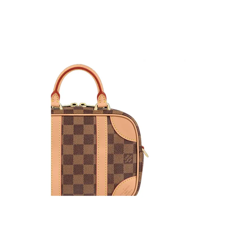 LOUIS VUITTON Valisette Souple BB Coated Canvas Handbag Shoulder Bag Women's Brown Yellow-4