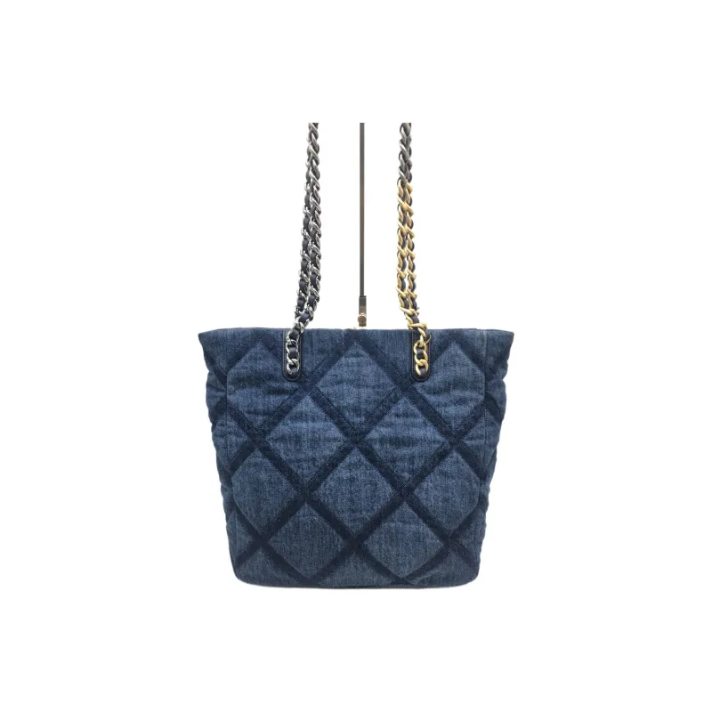 CHANEL 23C Spring 19 Bag Denim Tote Bag, Shopping Bag, Handbag, Shoulder Bag Women's Dark Blue-2